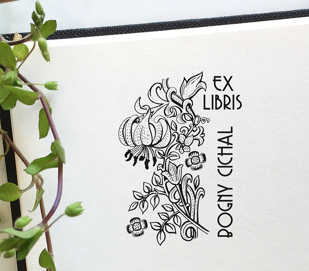 Kwiaty ART DECO - Imienna pieczątka Ex Libris Malu Studio
