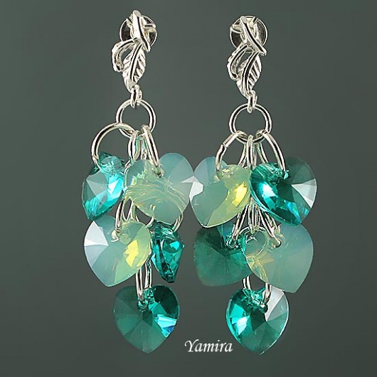 kryształ Swarovski gronka Blue Zircon i Chrysolite Opal yamira