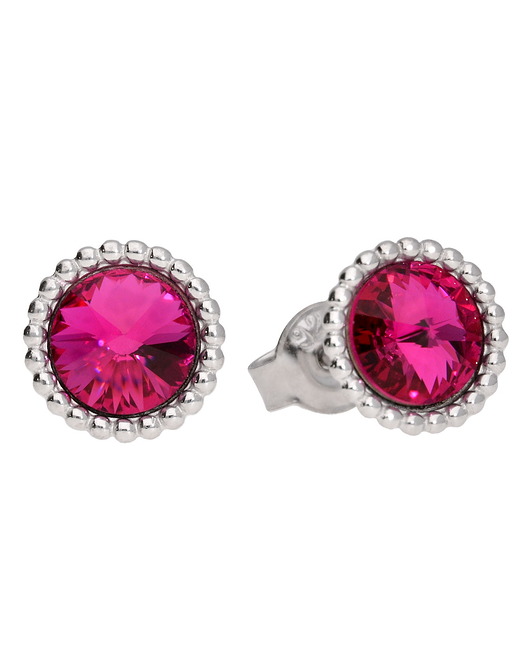 Kolczyki srebro z ornamentem różowy Swarovski KOM Biżuteria