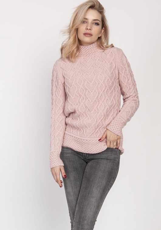 Sweter z półgolfem,SWE211 róż MKM MKMswetry