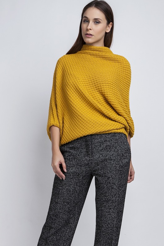 Sweter oversize, SWE049 żółty MKM MKMswetry
