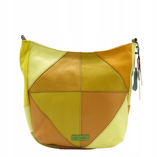 torby na ramię Torebka damska klasyczna skórzana na ramię oryginalna szeroki pasek OLIVKA