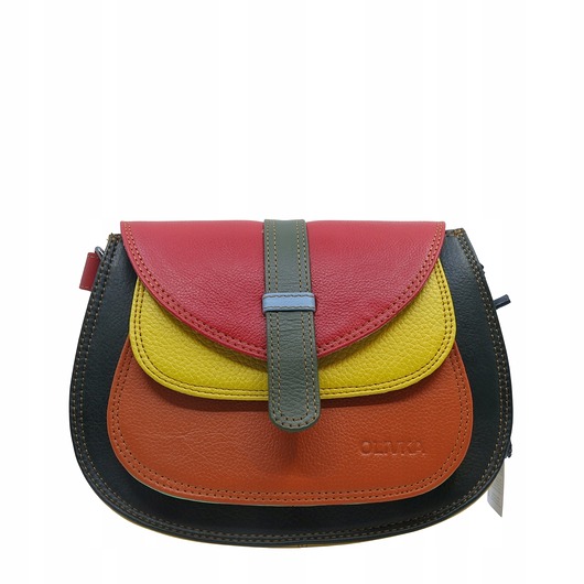 torby na ramię Torebka damska na ramię skórzana pojemna kolorowa ze skrawków eko OLIVKA
