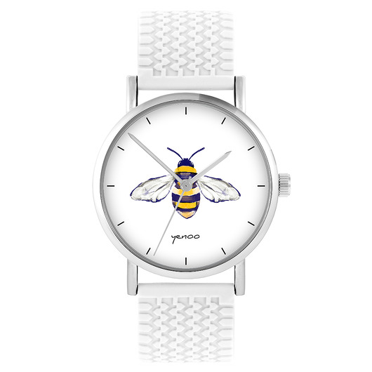 zegarki unisex Zegarek - Pszczoła - silikonowy, biały