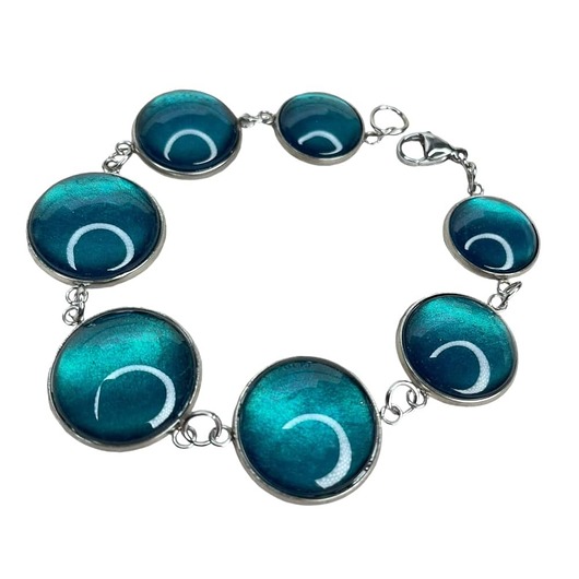 bransoletki - inne Bransoletka z okrągłych oczek w odcieniu morza