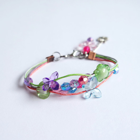 bransoletki na sznurku Bransoletka - Kolorowe motyle 4 - sznureczki