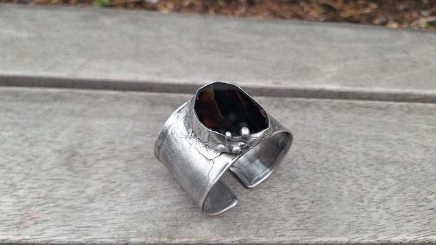 bransoletki wire wrapping Na czarno - bransoletka regulowana