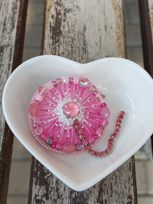 broszki Broszka dmuchawiec różowy