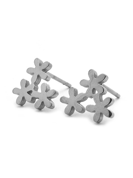 Kolczyki srebrne kwiatki lilak stal chirurgiczna Magneska