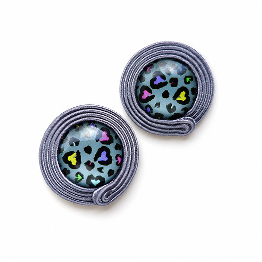 kolczyki soutache Szara Pantera -kolczyki sutasz z motywem panterki