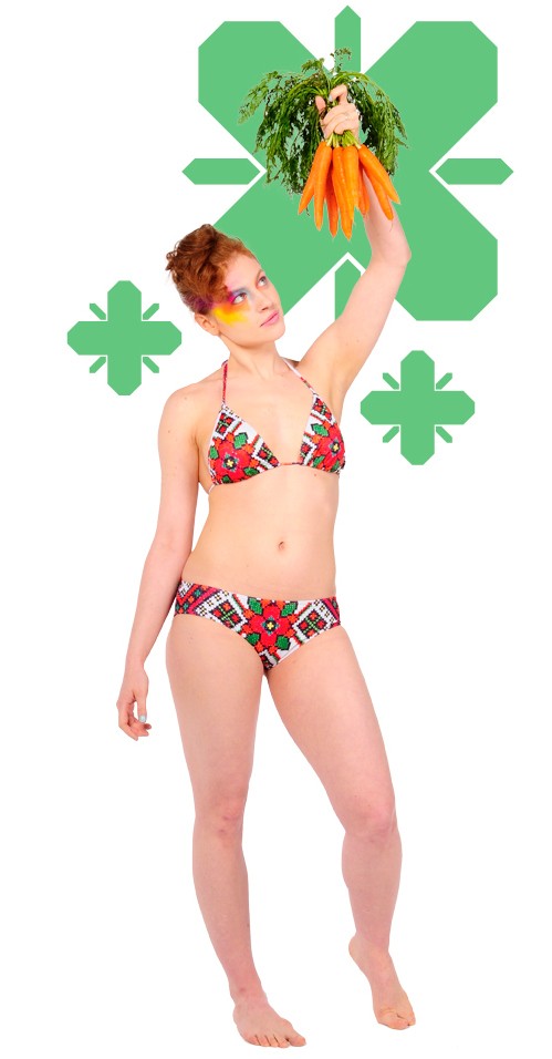 kąpielowy bikini Etno Folk triangle + niski stan Betakaroten