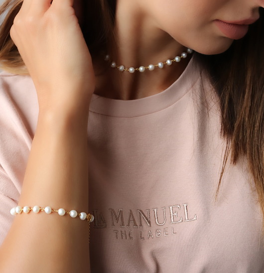 Komplet perły naturalne srebro 925 pozłacane Coccola JEWELLERY