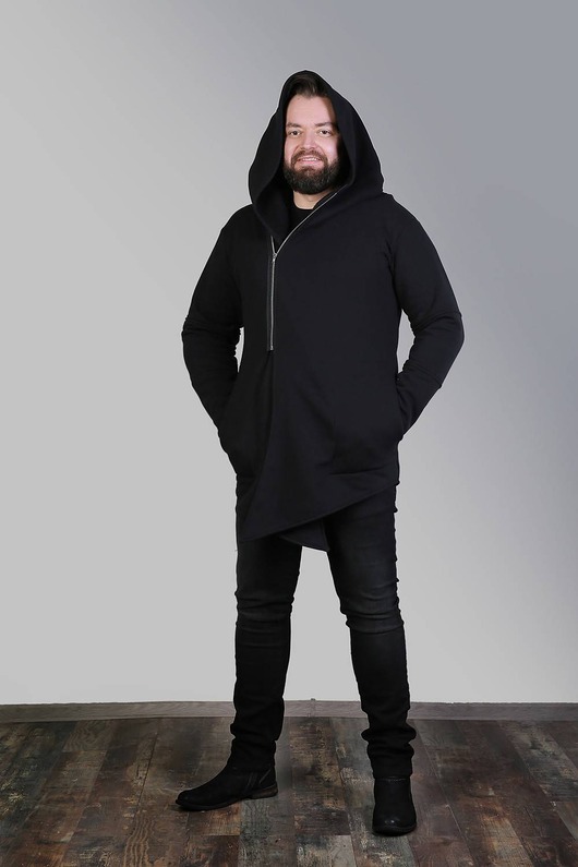 bluzy męskie Bluza męska zamek asymetryczny, płaszcz męski, bawełna