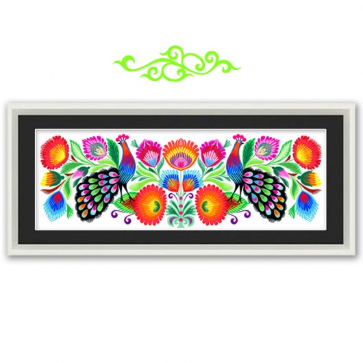 fascinating PEACOCKS (framed Art Papercut)  na ludowo