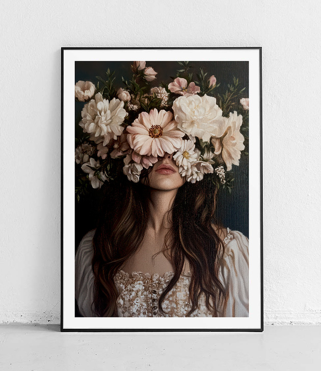 plakaty Plakat Klasyczne kwiaty i kobieta