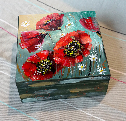 skrzynki, kufry i pudła Szkatułka. Maki 1.