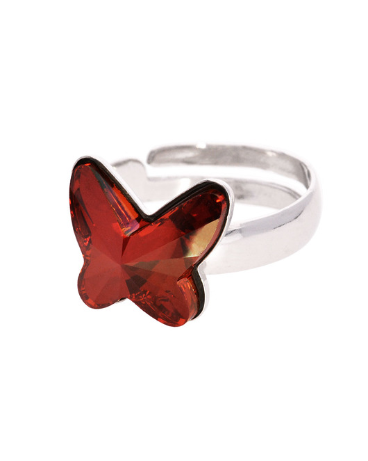 pierścionki srebrne Srebrny pierścionek czerwony motyl Swarovski