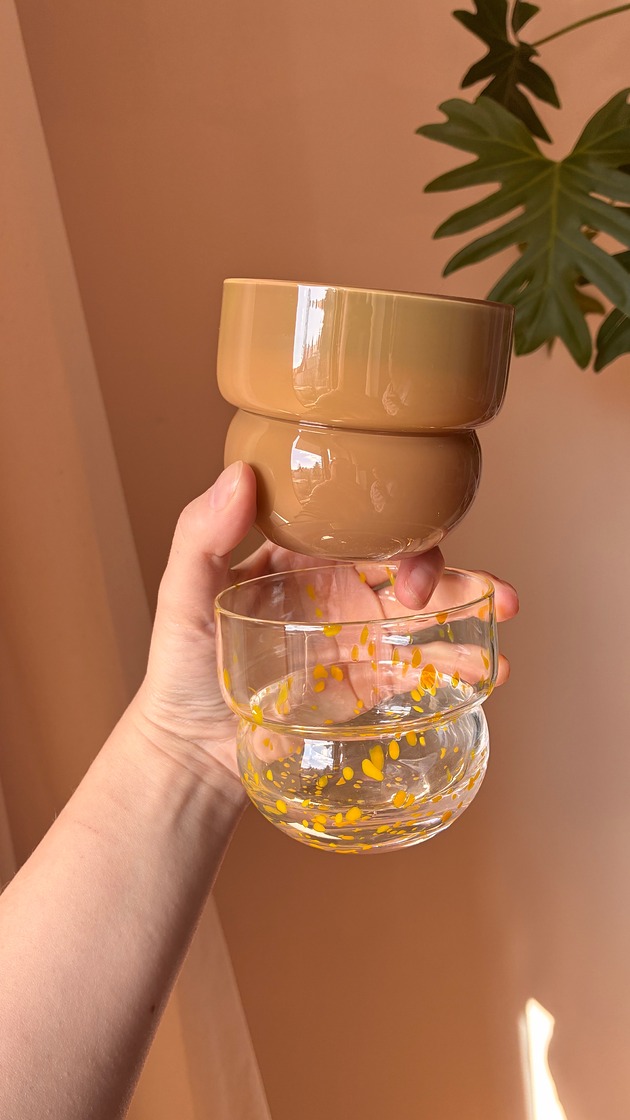 szklanki i kieliszki SZKLANKI RUNO MIX REGULAR (2szt.) latte + żółte kropki