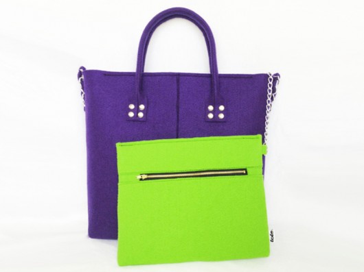 GlamFelt - torba do ręki 2w1 fioletowo zielona Totostyle