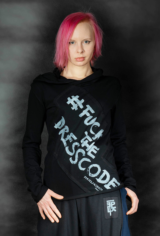 t-shirt damskie Bluzka fcuk z długim rękawem czarna