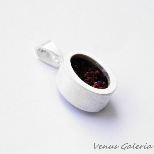 Wisiorek srebrny- Druza violet-brown VENUS GALERIA