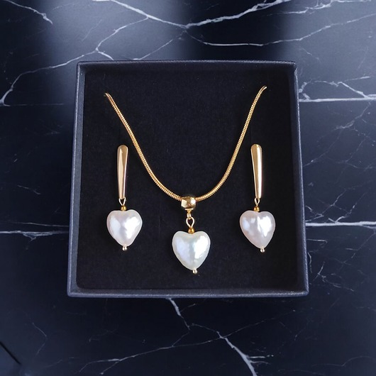 komplet biżuterii RAZEM TANIEJ! komplet : serce - perła : wyjątkowy prezent PREMIUM