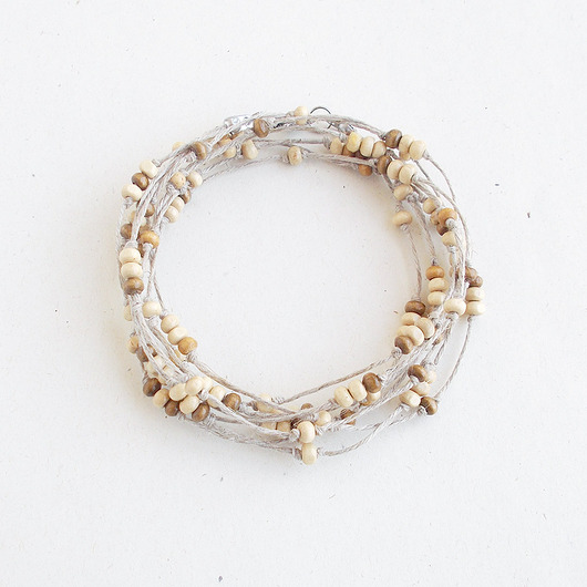 bransoletki drewniane Kolory ziemi Bransoletka lniana NATURE