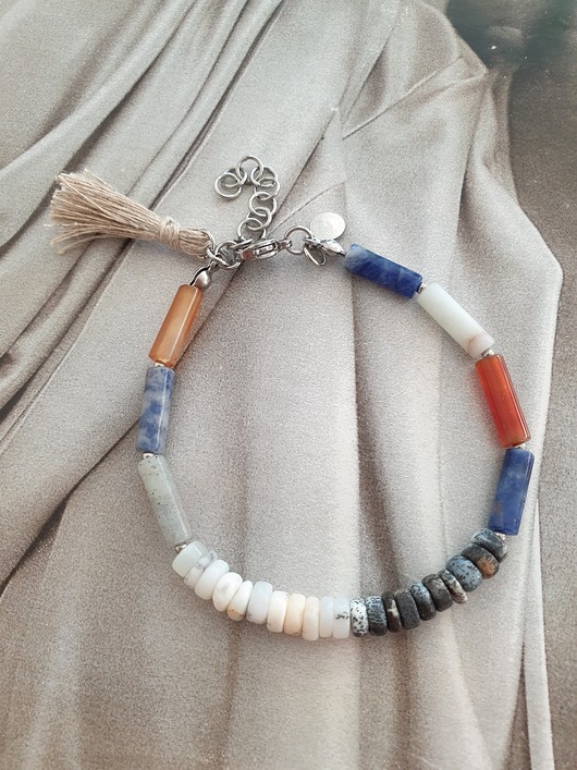 bransoletki z kamieni naturalnych Bransoletka patyczki labradoryt, opal, sodalit, jaspis niebieski, agat