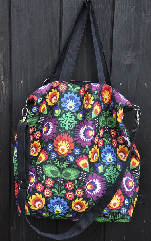 Torbay hobo XXL - print łowicki PRACOWNIA 166