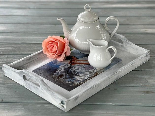 deski do krojenia i tace Taca shabby chic, baletnica,  prezent