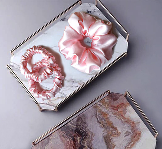 gumki do włosów Love pudrove - zestaw jedwabnych scrunchie  - pudrowy róż