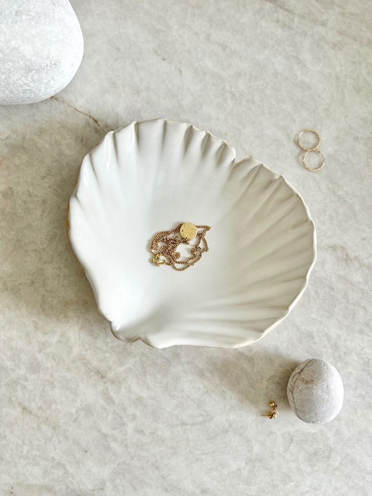 pojemniki na biżuterię Ceramiczna muszla L - talerzyk na biżuterię