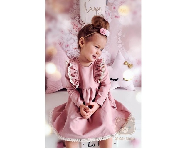 sukienki dla dziewczynki Sukienka brudny różz falbankami