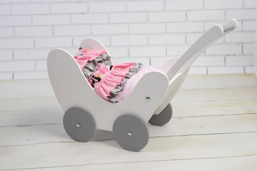 Wózek dla lalek Drewniany Pościel EKO LalaShop