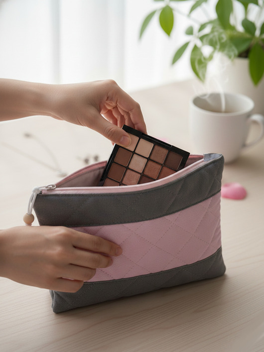 kosmetyczki Kosmetyczka organizer różowo szara KW09