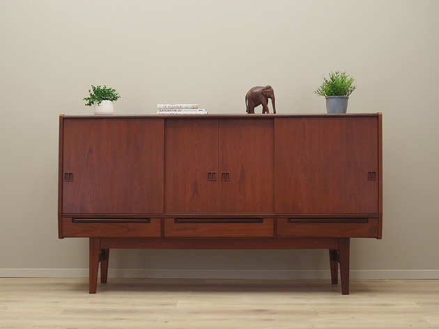 komody i szafki Highboard tekowy, duński design, lata 60, produkcja: Dania
