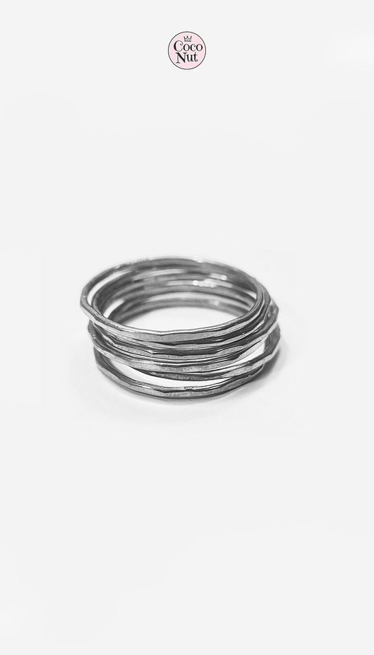obrączki Komplet 7 obrączek SLIM srebro