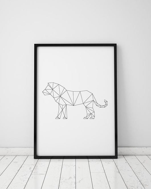 plakat. lew origami (format A3) Love Life and Forest