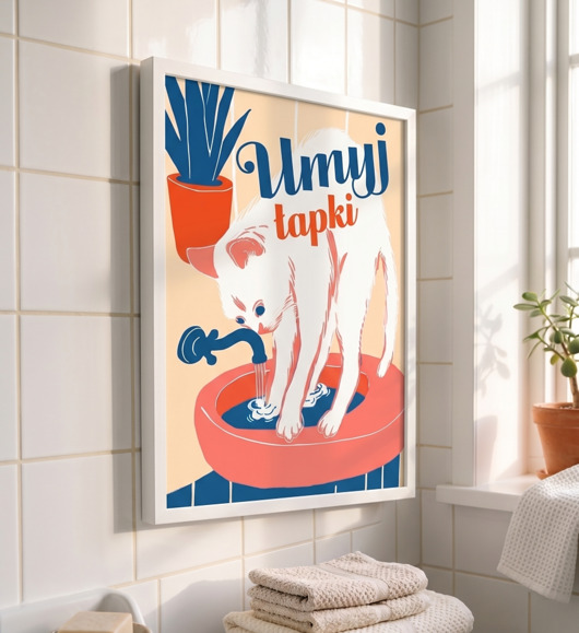 plakaty Plakat 30x40  łazienka myj ręce, umyj łapki
