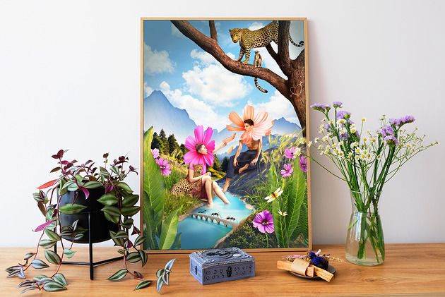 plakaty Surrealistyczny Plakat "Kocha, nie kocha..." Kolaż
