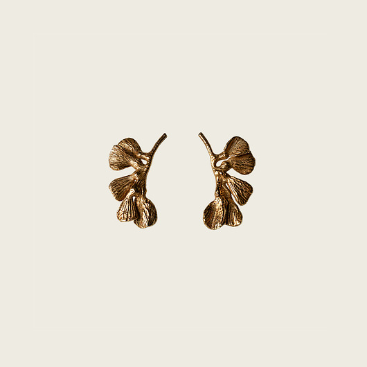 Złote kolczyki- Gingko KOS jewellery