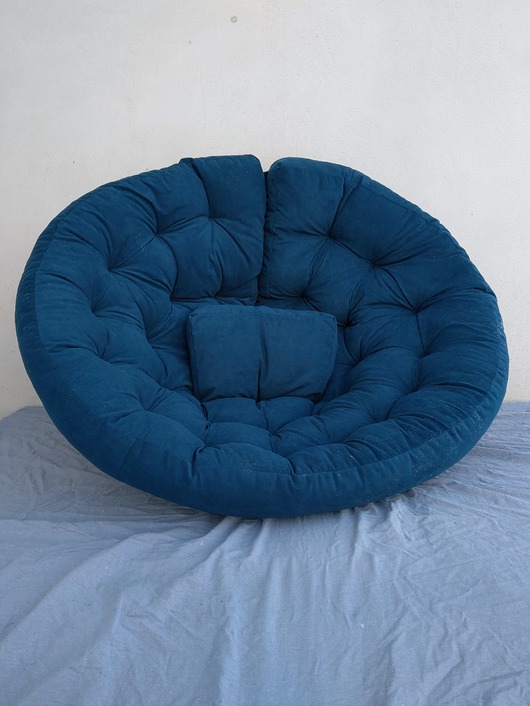 pufa dla dziecka Fotel Futon Sofa pikowana velvet  Matowy Zgaszony Niebieski