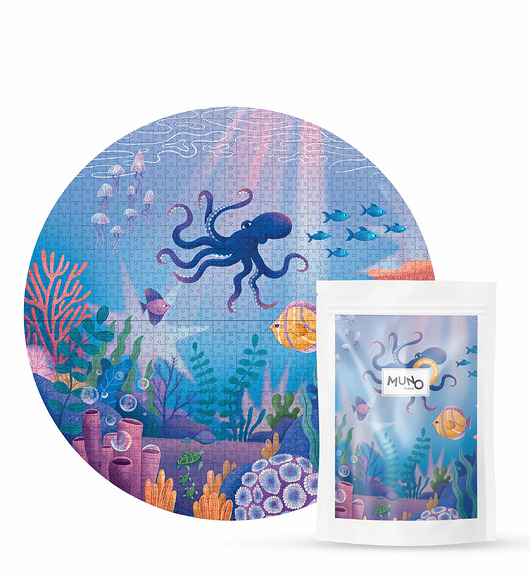 puzzle dla dzieci Puzzle 500 okrągłe "Sealife" by Gosia Zych w eco woreczku