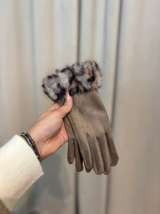 rękawiczki damskie Rękawiczki zamszowe Leopardo Fango