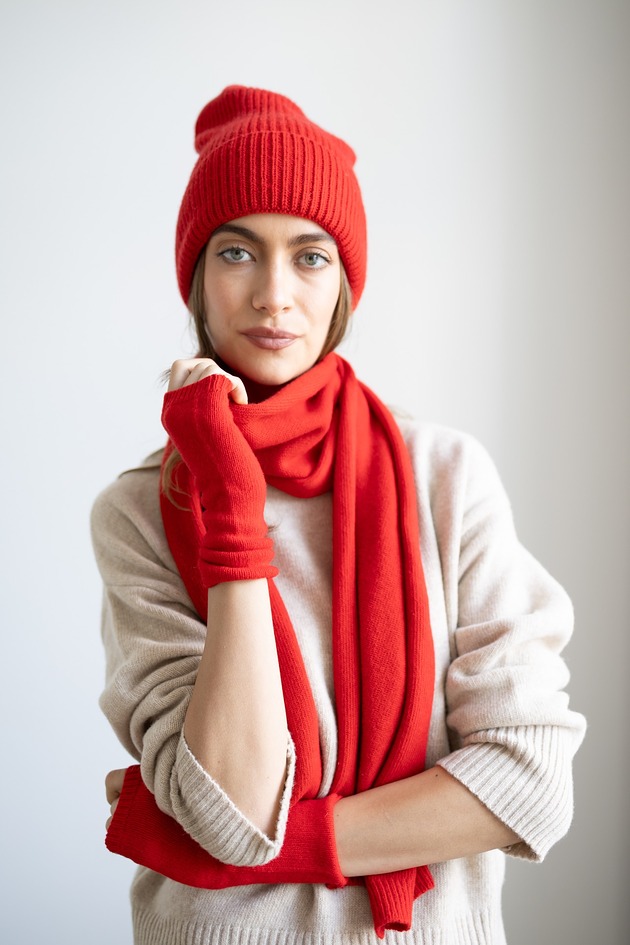 szale damskie Szalik Merino & cashmere czerwony