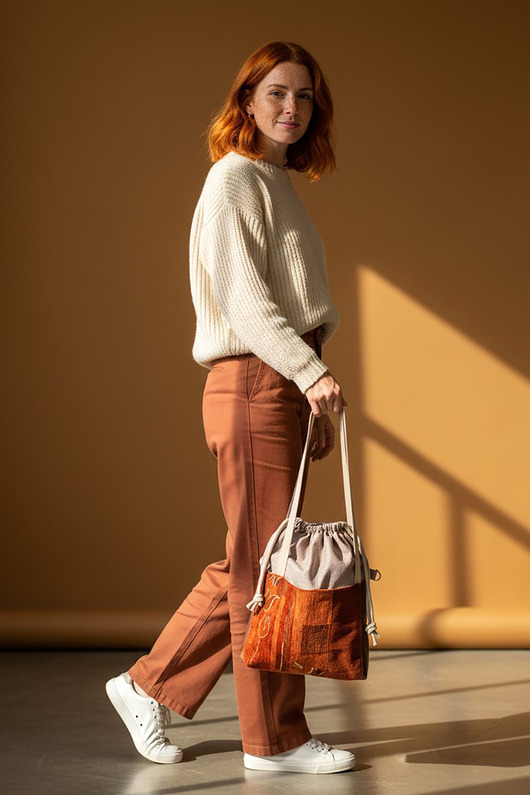 torby na ramię Torba shopper z kominem unikatowa torba handmade w stylu no waste