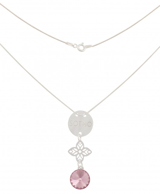 Modowy srebrny naszyjnik karma kryształ Swarovski rozeta SOTHO