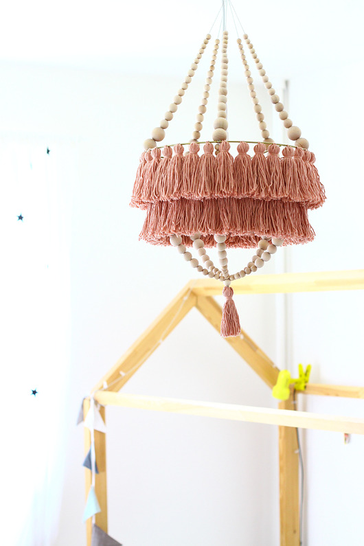lampy wiszące Lampa Abażur Boho z Chwostami -Katja Róż