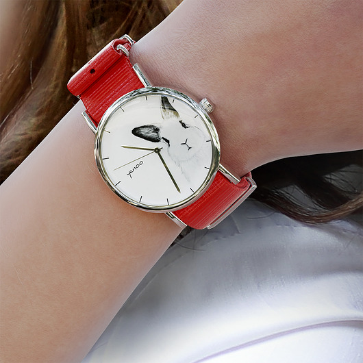 zegarki damskie Zegarek - Królik - czerwony, nylonowy