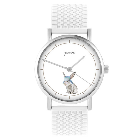 zegarki unisex Zegarek - Zajączek - silikonowy, biały